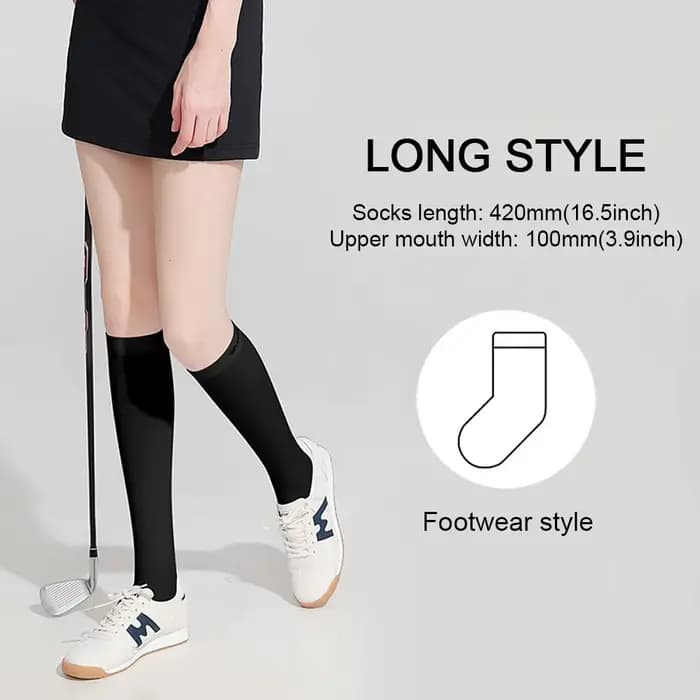 GOBYGO Chaussettes hautes en soie glacée anti-UV respirantes antidérapantes pour le golf et le sport