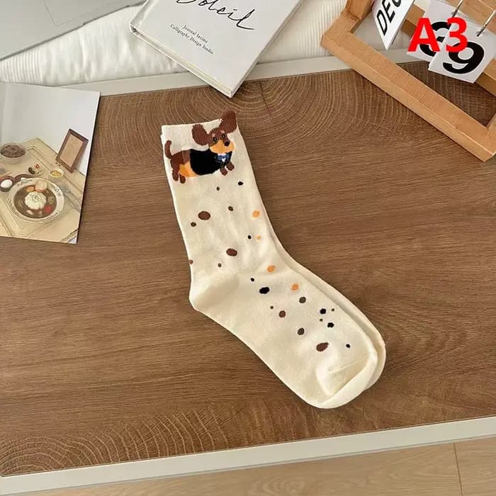 【N】 Chaussettes drôles en coton avec animaux teckel, chaussettes chaudes et mignonnes pour Couple, i