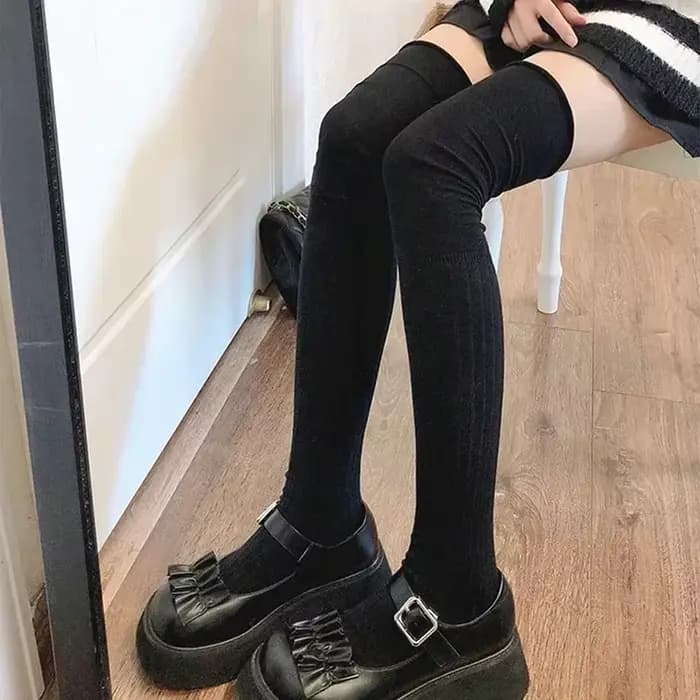 Bas de cuisse hauts pour femmes, chaussettes longues, sur le genou, thermique, chaud, coton, tube ha