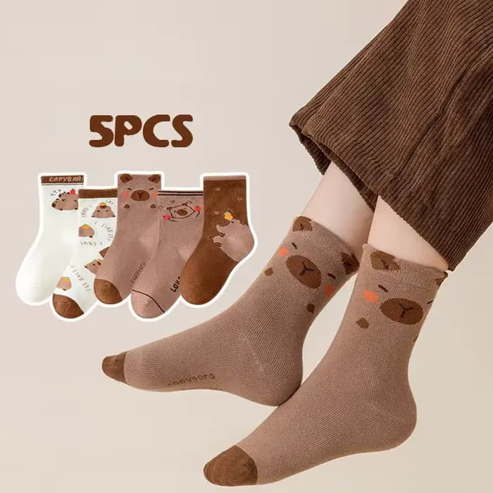 Chaussettes mi-tube en coton ours mignon pour enfants, bas chauds, chaussures pour enfants, garçon,