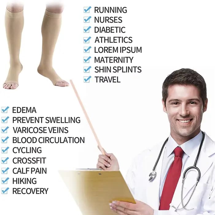 Chaussettes de Compression S-XXL médicales pour prévenir les varices, tuyau de soutien sans orteils