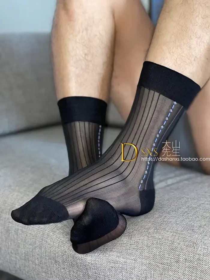 Chaussettes Tube Jacquard pour hommes, chaussettes de travail d'affaires amples et transparentes, ré