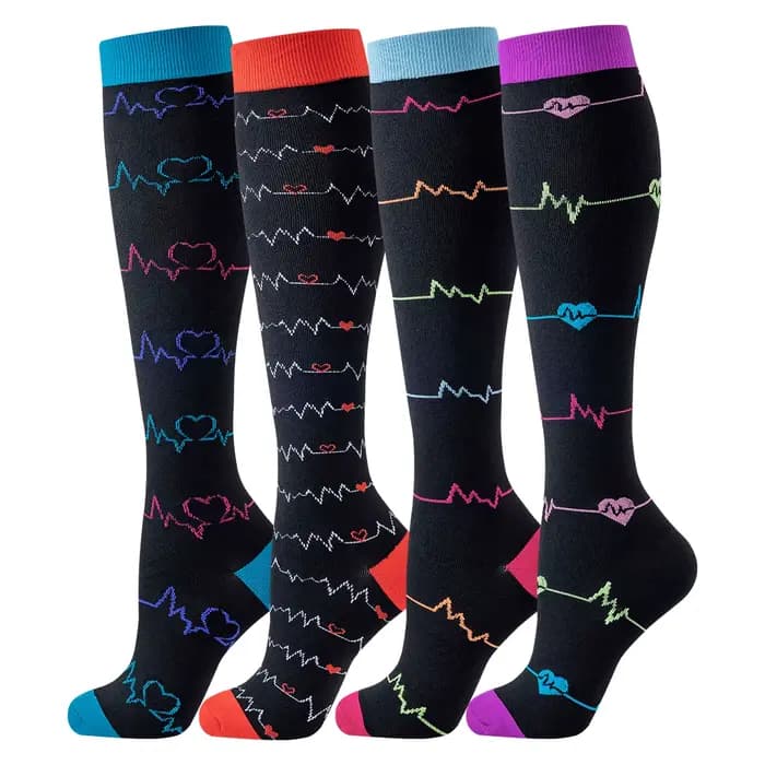 Chaussettes de Compression pour hommes femmes 4 paires course Sport infirmière bas de Compression in