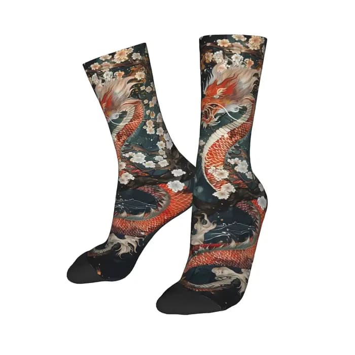 Chaussettes personnalisées Dragon rouge pour hommes et femmes, nouveauté chaude à la mode, symbolise