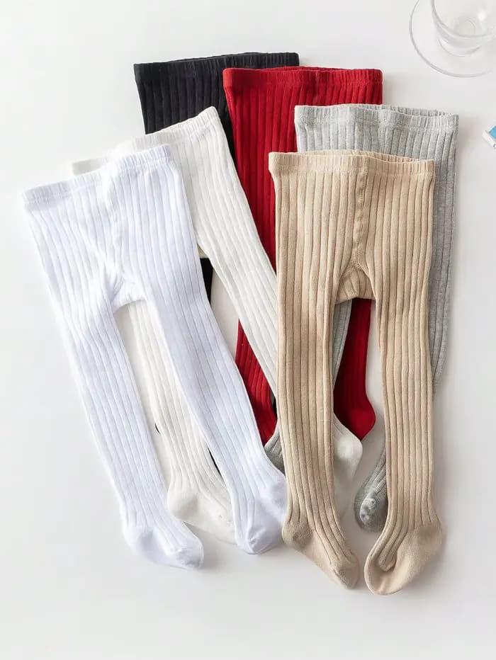 Collants 1 pièce pour bébé fille, basiques simples à rayures verticales, adaptés à la vie quotidienn
