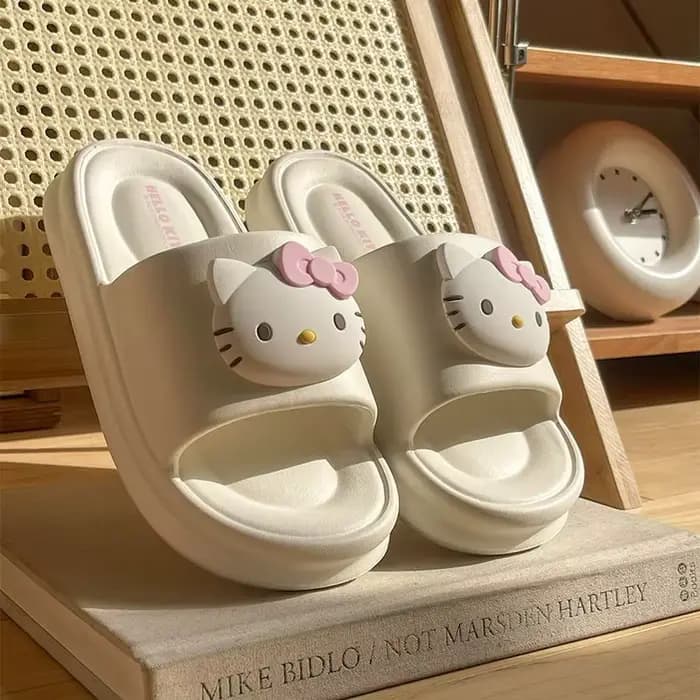 Pantoufles douces antidérapantes Hello Kitty, personnage de dessin animé mignon, design adorable et