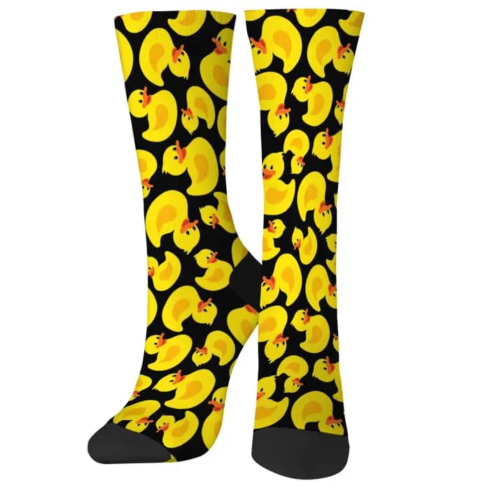 Chaussettes de dessin animé de canard en caoutchouc drôle nouveauté chaussettes pour hommes heureux