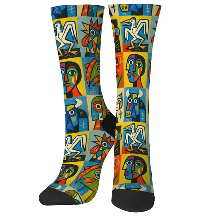 Chaussettes fantaisie à motifs abstraits, style rétro, mode streetwear, chaussettes pour hommes, con