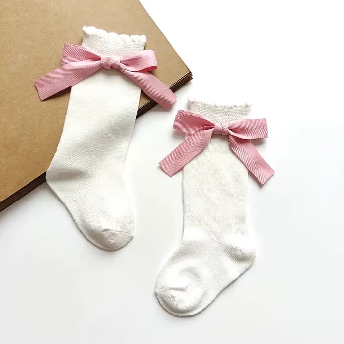 Nouvelles chaussettes en coton pour bébé, chaussettes de princesse à gros nœud pour filles, bas pour