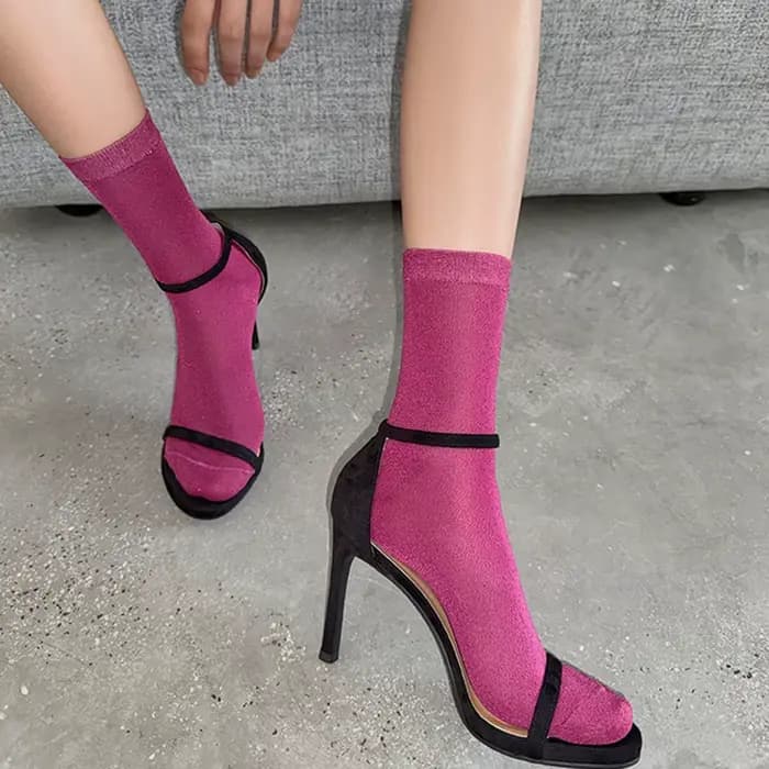 1 paire/ensemble femmes mince pure été respirant Sexy brillant chaussettes Style coréen chaussettes