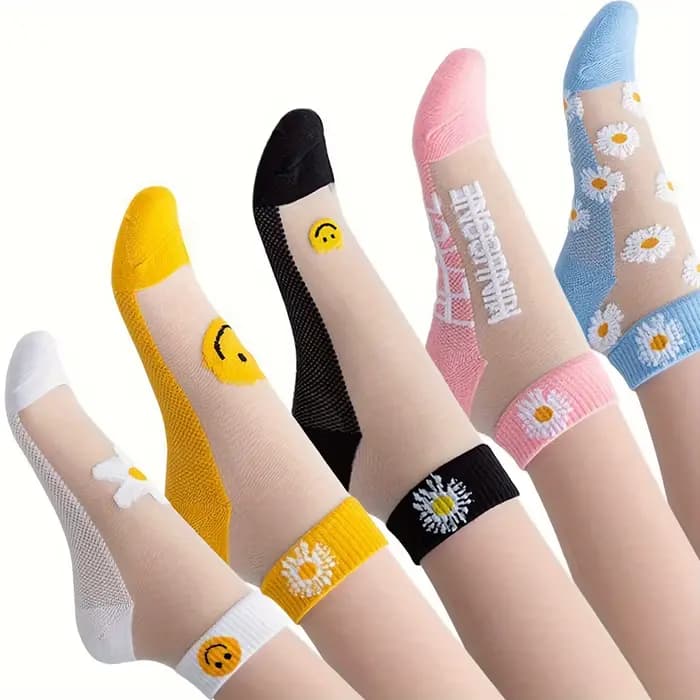 Andr& Smiley-Ensemble de chaussettes courtes pour femmes, confortable et transparent, design de comp
