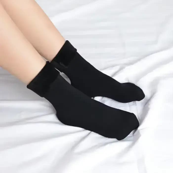 Chaussettes chaudes et épaisses en laine pour hommes et femmes, sans couture, en velours doux et sol