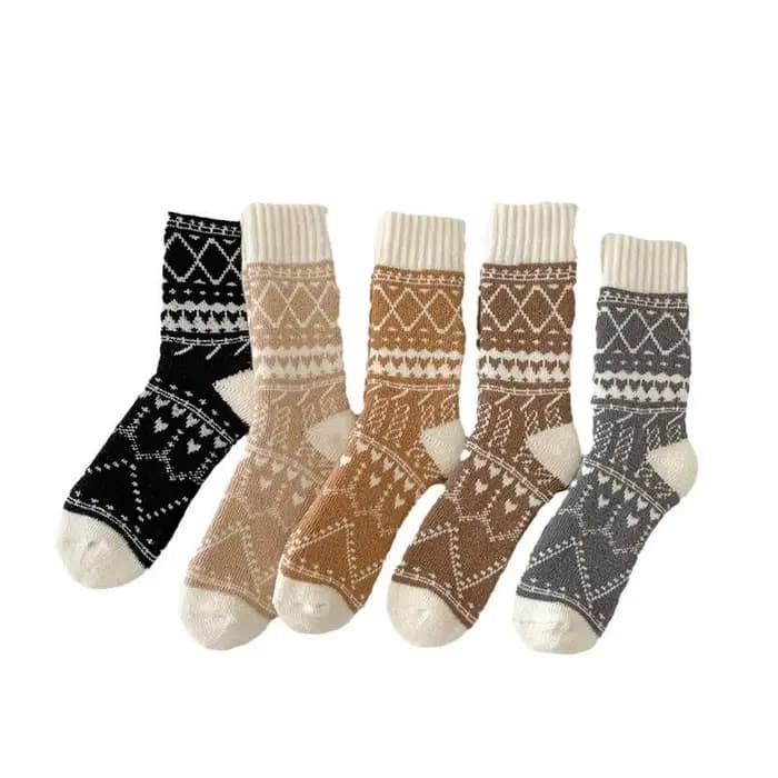 5 paires de chaussettes chaudes d'hiver pour femmes, chaussettes résistantes au froid à tube moyen à