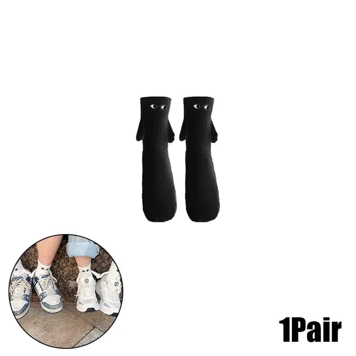 Chaussettes magnétiques avec mains pour femmes et hommes, mode noir blanc, drôle, mignon, yeux de de