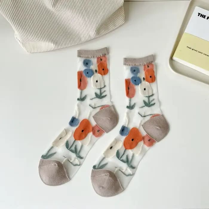 Chaussettes en dentelle transparente pour femmes, chaussettes carillon décontractées, respirantes, d