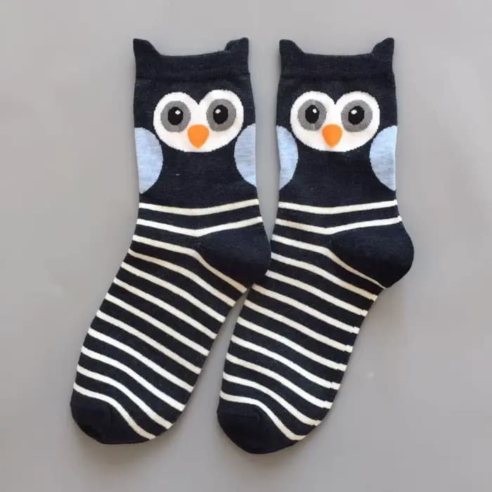1 paire dessin animé hibou mignon filles chaussette Kwaii drôle mode Anime printemps automne Absorpt