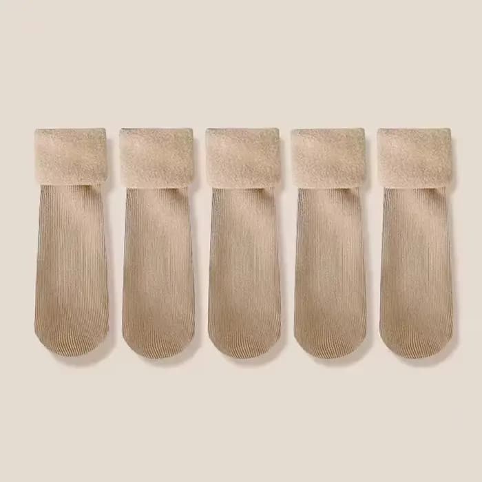 5 paires de chaussettes de neige pour femmes, chaussettes d'automne et d'hiver avec bas de sol de co