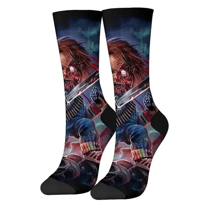 Chaussettes de sport sur le thème du film d'horreur pour hommes, chaussettes confortables et respira