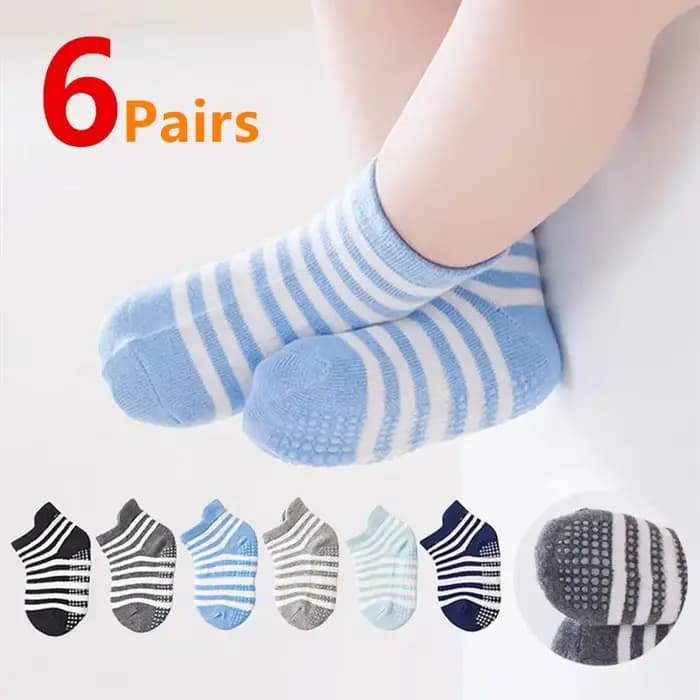 Lot de 6 paires de chaussettes coordonnantes en coton pour bébé garçon et fille, socquettes décontra