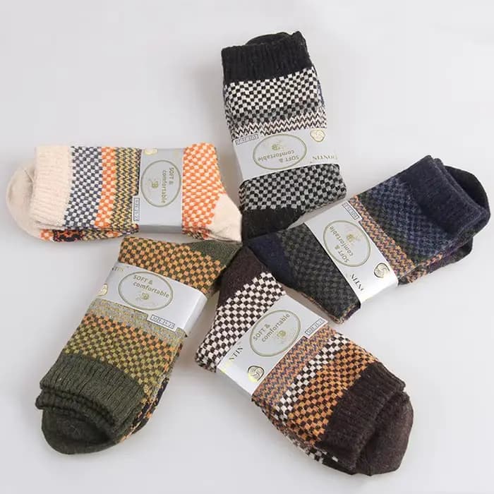 5 paires/lot hommes chaussettes hiver épais chaud rayure laine chaussettes décontracté chaussette af