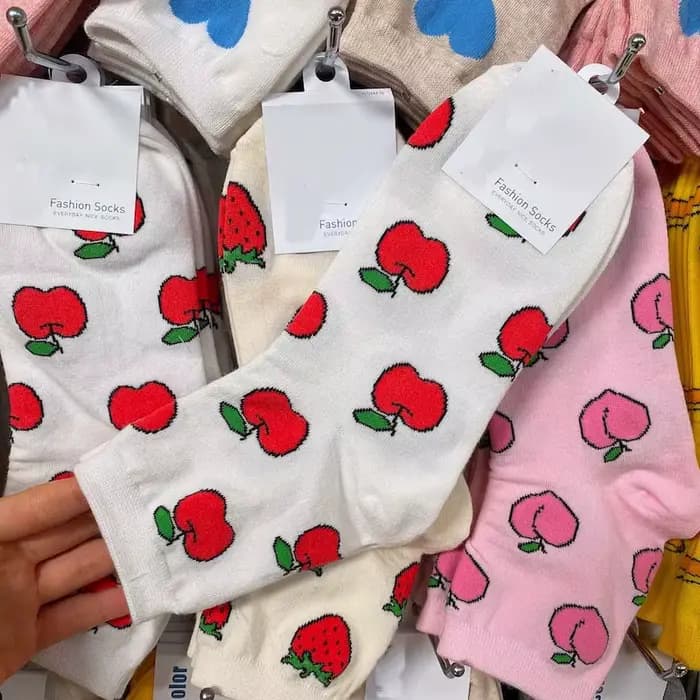 Chaussettes créatives drôles en coton pour femmes, fruits, nourriture, pêche, Harvey gels, aucun des