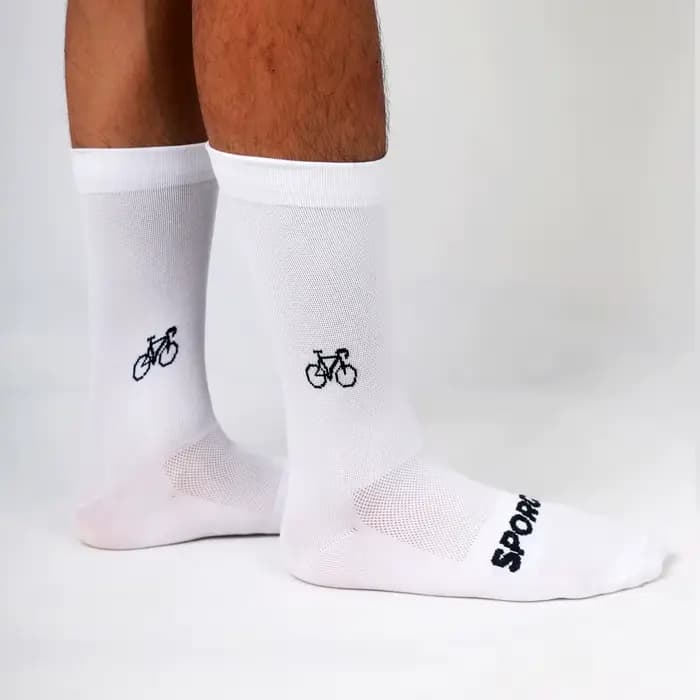 Sporcks Chaussettes de cyclisme à motif de vélo, chaussettes mi-mollet pour hommes et femmes, pour l
