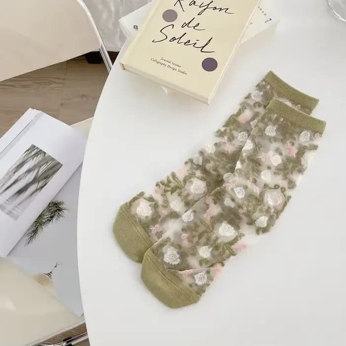 InjSocks-Chaussettes élastiques en cristal transparent pour femmes, mi-tube, ultra fines, douces, mi