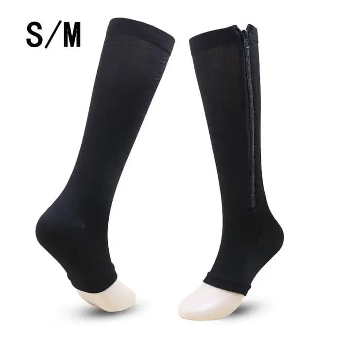 Chaussettes de compression médicales à fermeture éclair pour femmes et hommes, nylon à haute élastic