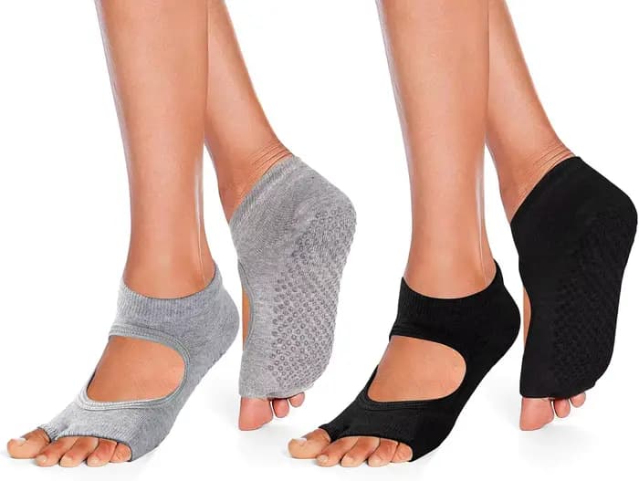 Chaussettes de yoga antidérapantes pour femmes, chaussettes de Pilates sans orteils avec grip, chaus