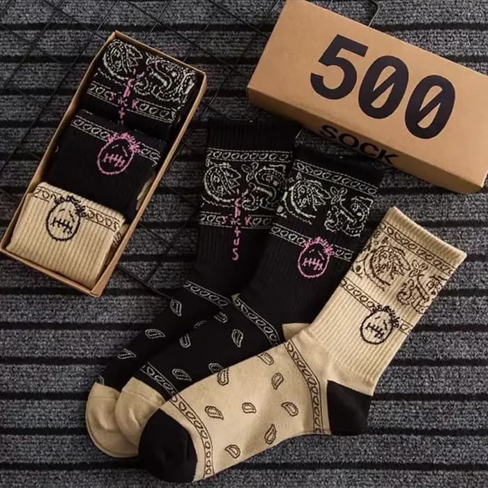 Coffret cadeau unisexe de haute qualité pour hommes, avec 3 paires de lettres patchwork, chaussettes