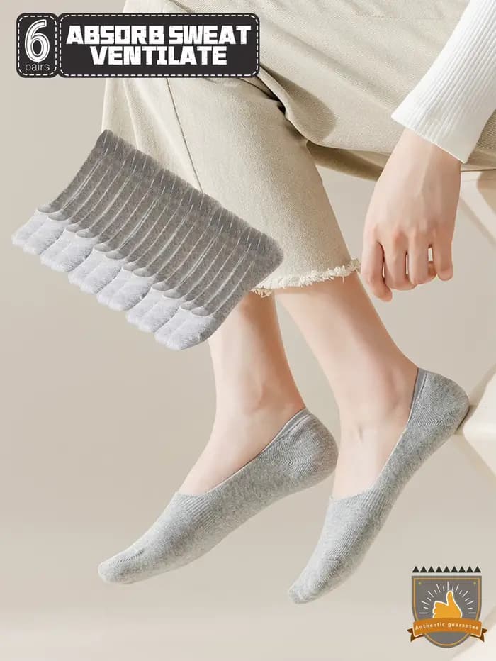 6 paires de chaussettes bateau en pur coton anti-odeur et absorbant la transpiration pour femmes, ch