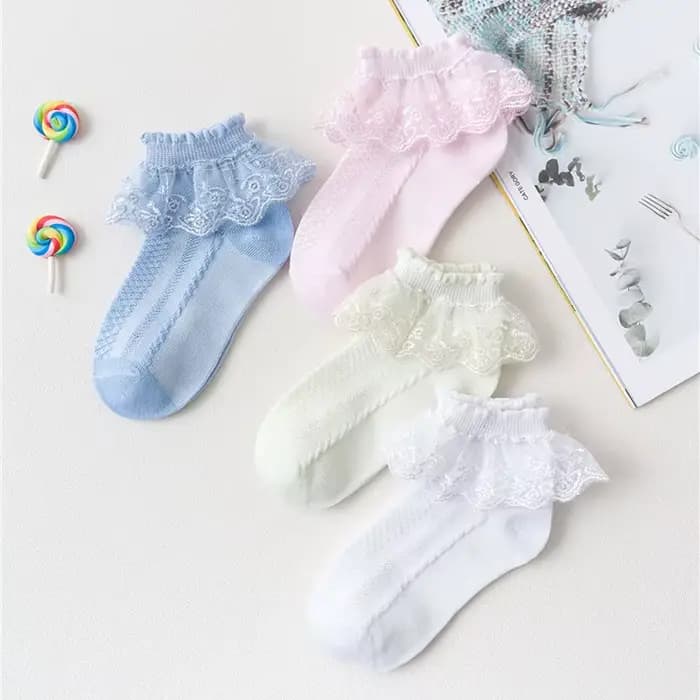 10 paires/lot bébé filles enfants chaussettes dentelle à volants princesse maille enfants cheville c