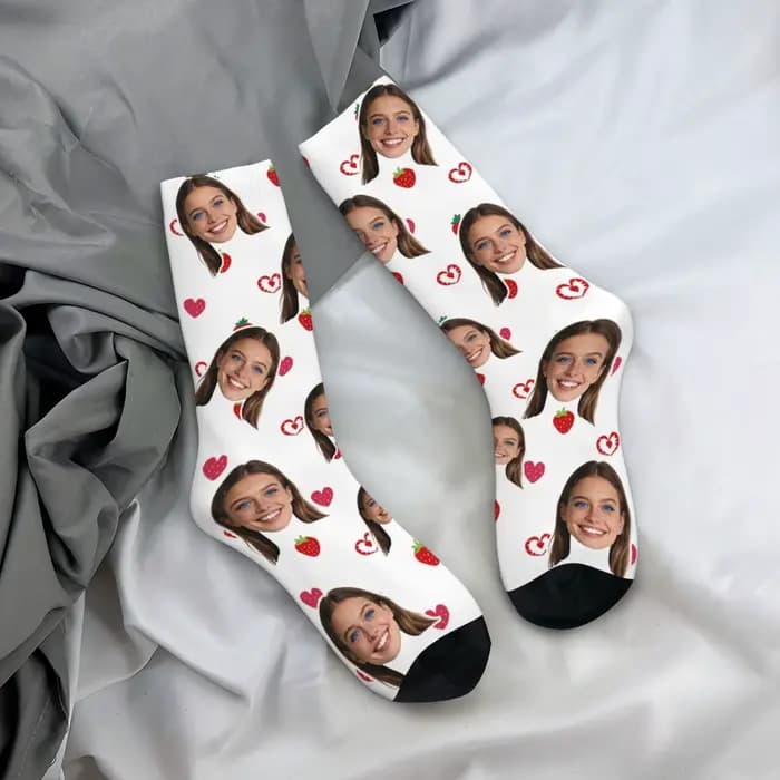 Chaussettes avatar personnalisées pour femmes, chaussettes avec photo personnalisée, chaussettes ave
