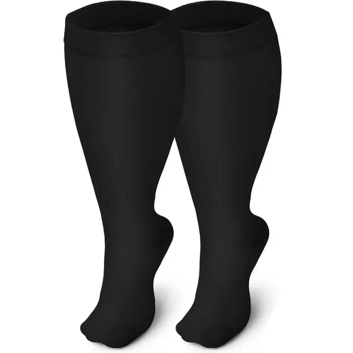 Chaussettes de compression grande taille pour femmes et hommes, 20-30 mmHg, bas de mollet larges, me