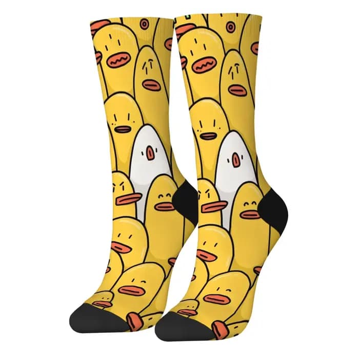 Chaussettes pour hommes imprimées de canard de dessin animé drôle chaussettes antidérapantes respira