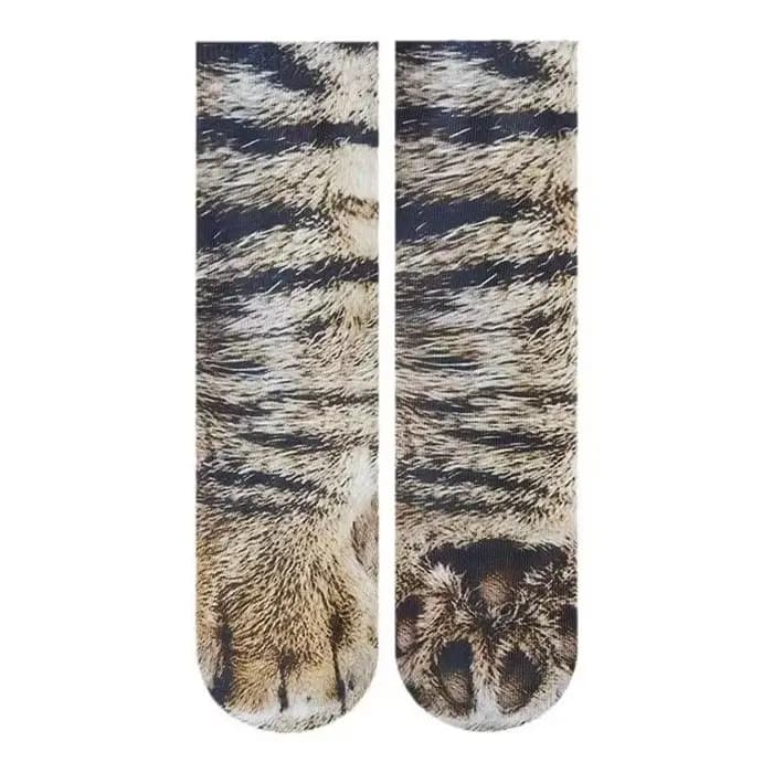 Chaussettes animaux drôles imprimées en 3D patte chat chien Design nouveauté chaussettes mi-mollet p