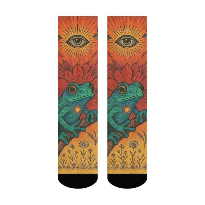 Oeil mystérieux psychédélique grenouille chaussettes Style bohème Vintage mode hommes chaussettes co