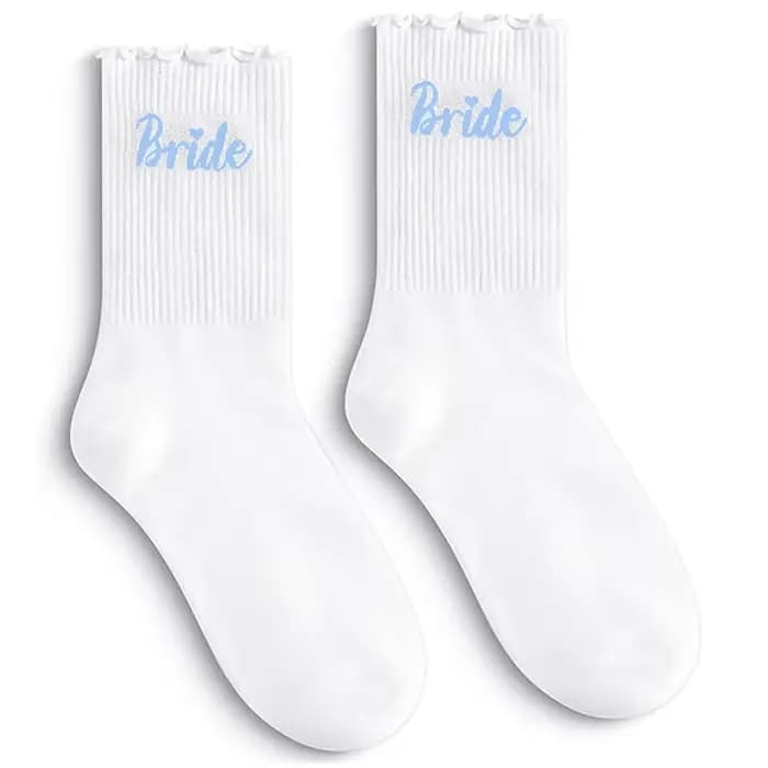 Chaussettes à volants pour mariée, fournitures de mariage, cadeau de fête prénuptiale, chaussettes m