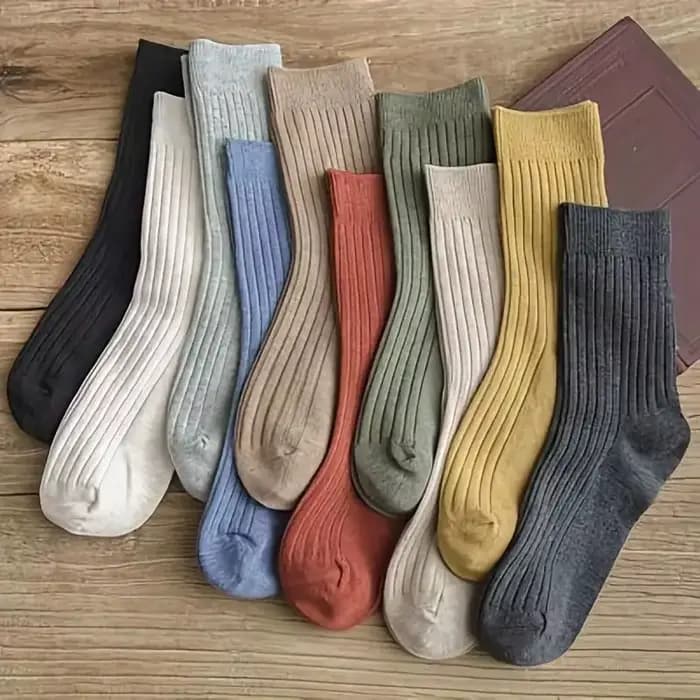 5/10 paires de chaussettes d'équipage confortables à rayures de couleurs mélangées vibrantes – Doux,
