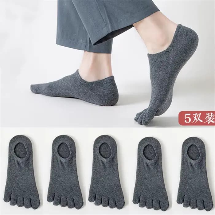 5 paires de chaussettes à cinq doigts pour hommes, blanches, respirantes, courtes à bout de cheville