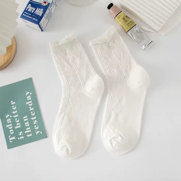 Chaussettes à volants en dentelle avec nœud papillon pour femmes et filles, chaussettes mi-tube, ail