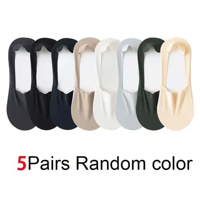5 paires de chaussettes fines antidérapantes sans couture pour hommes, couleur unie, absorbant la su