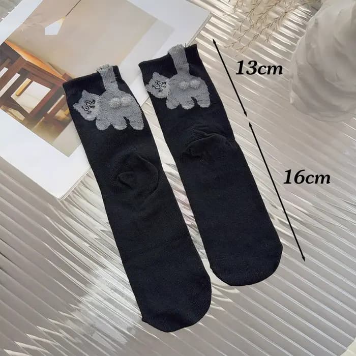 2 paires de chaussettes créatives à Tube central 3D en forme de chaton, chaussettes abstraites trico