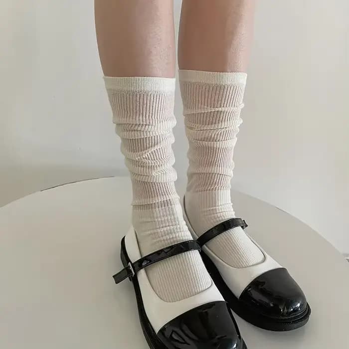 Femmes chaussettes printemps été nouveau JK doux Cool fille tricoté noir blanc Ins mode mince Transp