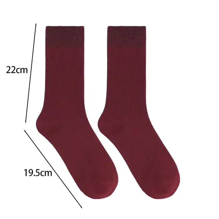 Vin rouge chaussettes longues femmes bas coton couleur unie chaud cuisse haute dames filles rue mode
