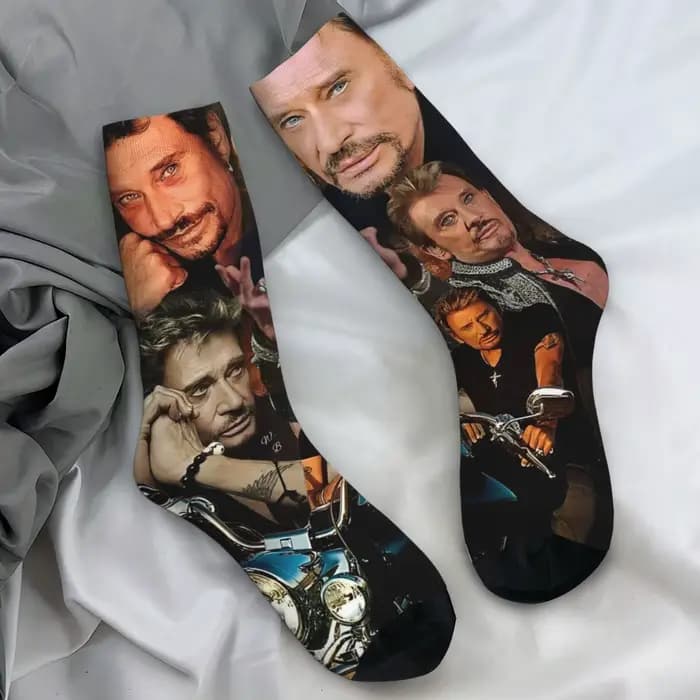 Johnny Hallyday bas France Rock chanteur conception mode chaussettes automne anti-dérapant chaussett