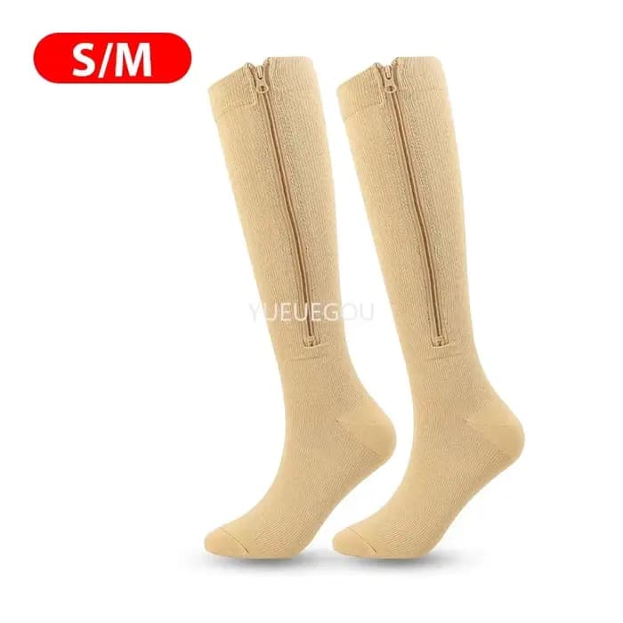 Chaussettes de compression à fermeture éclair pour femmes et hommes, à bout ouvert, pour le soutien,