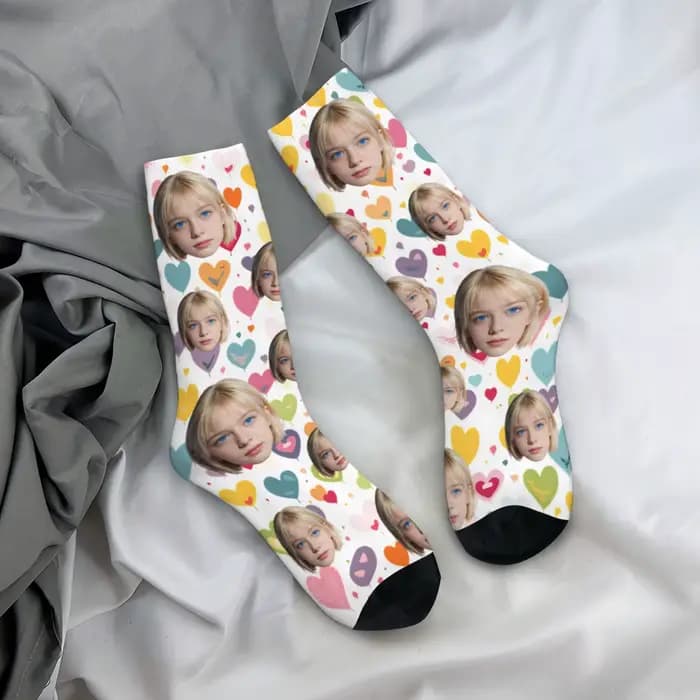 Chaussettes personnalisées en forme de visage, chaussettes unisexes personnalisées à faire soi-même,