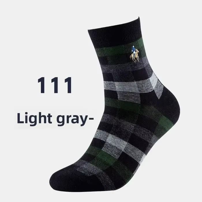 Chaussettes d'affaires pour hommes, style britannique, mi-mollet, motif damier, en coton peigné, abs
