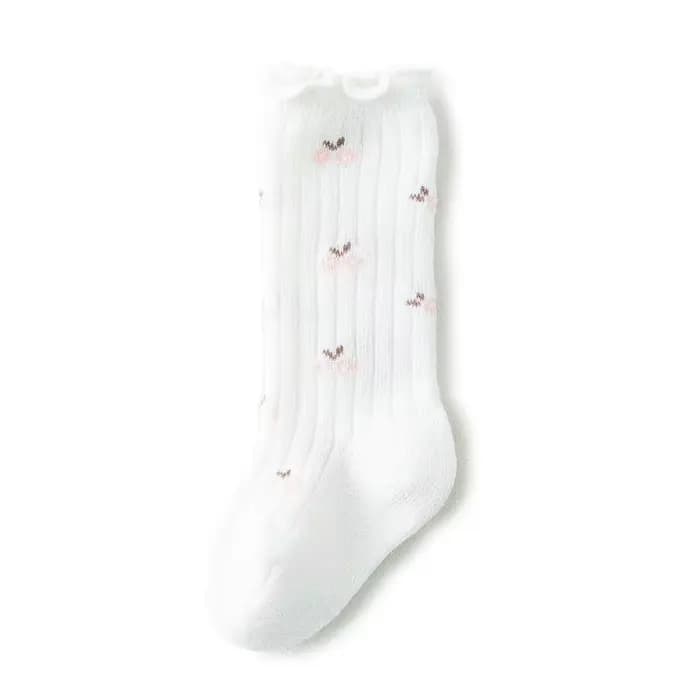 Chaussettes hautes à volants en coton doux pour nouveau-né fille, longues jusqu'au genou, pour enfan